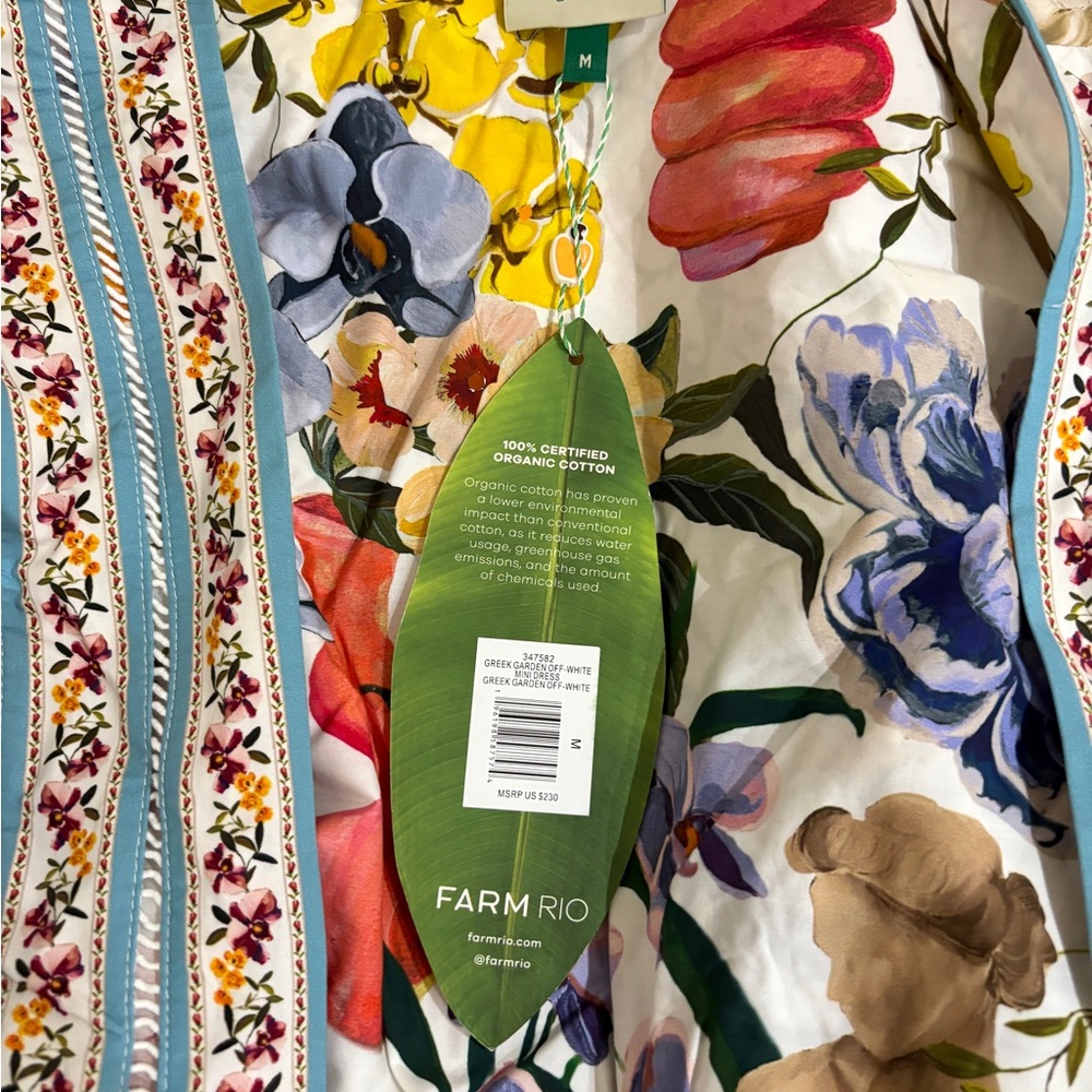 FARM Rio Greek Garden Organic Multicolor Floral Dress NWT